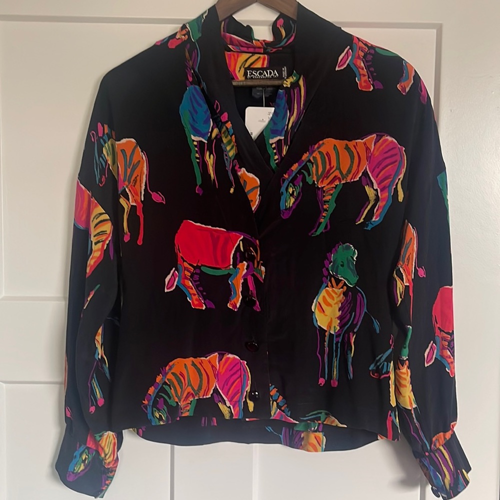 100% silk Escada by Margaretha Lev blouse 90’s mint